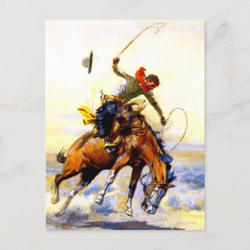âœThe Buckerâ Western Art by Charles M Russell Postcard