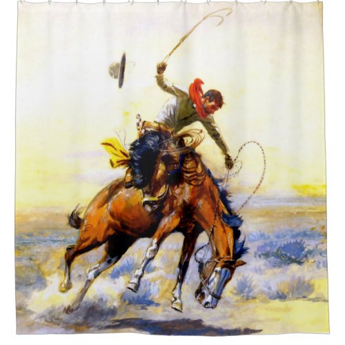 The Bucker Western Art by Charles M Russell Shower Curtain