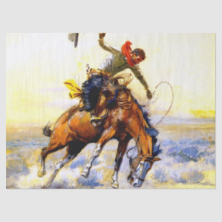 “The Bucker” Western Art by Charles M Russell Tissue Paper
