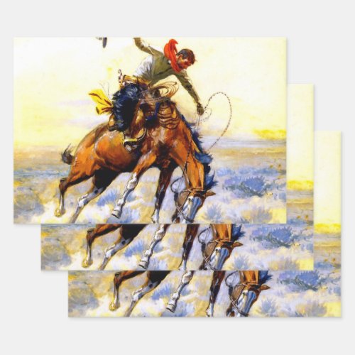 âœThe Buckerâ Western Art by Charles M Russell Wrapping Paper Sheets