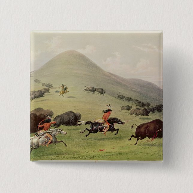 The Buffalo Hunt, c.1832 Pinback Button (Front)