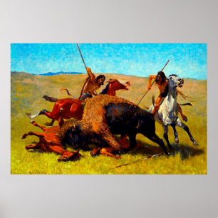 The Buffalo Hunt Frederic Remington 1890 Poster