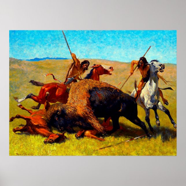 The Buffalo Hunt Frederic Remington 1890  Poster (Front)