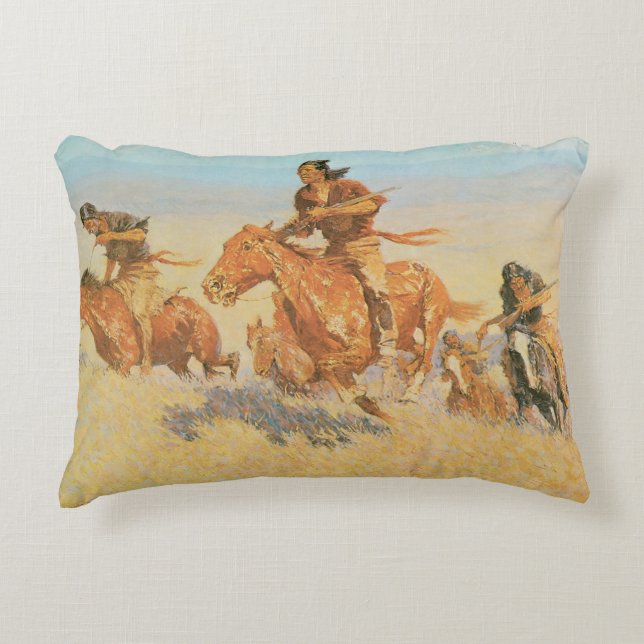 The Buffalo Runners, Big Horn Basin by Remington Accent Pillow (Front)
