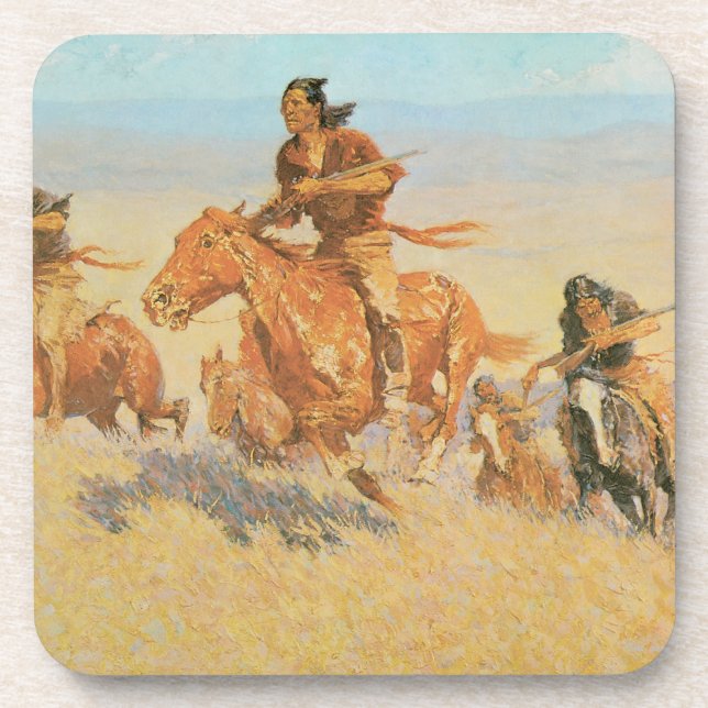 The Buffalo Runners, Big Horn Basin by Remington Beverage Coaster (Front)