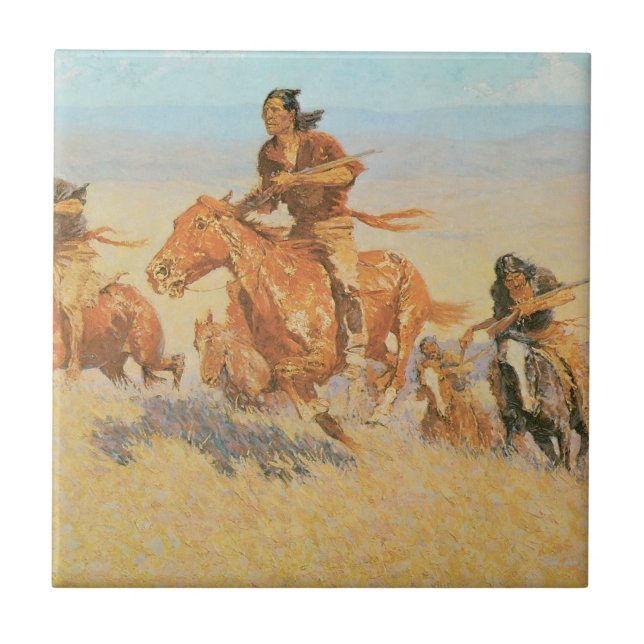 The Buffalo Runners, Big Horn Basin by Remington Ceramic Tile (Front)