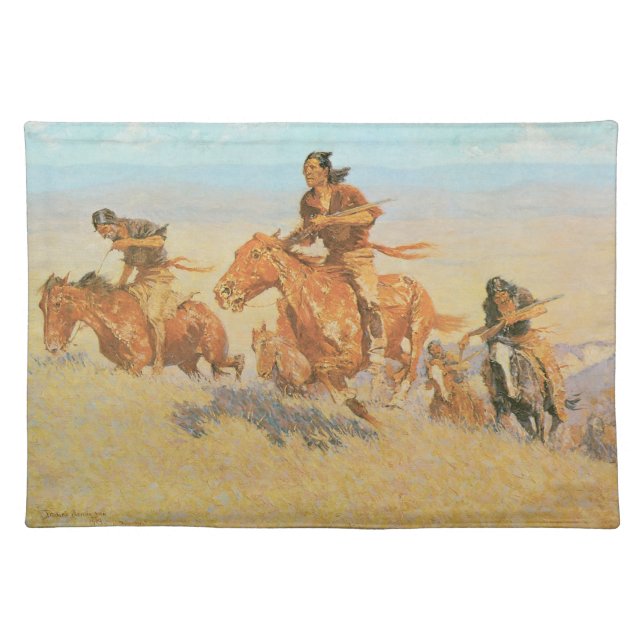 The Buffalo Runners, Big Horn Basin by Remington Cloth Placemat (Front)