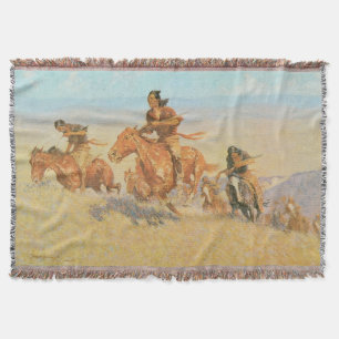 The Buffalo Runners, Big Horn Basin by Remington Throw Blanket