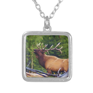 The Bugler Elk Bull Silver Plated Necklace