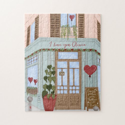 The building of Love with Red Hearts  Jigsaw Puzzle