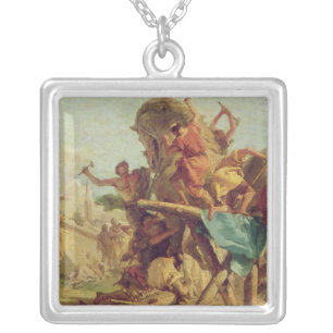 The Building of the Trojan Horse, c.1760 Silver Plated Necklace