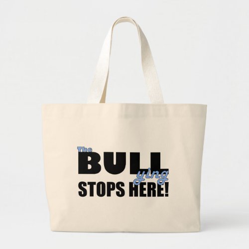 The Bull_ying Stops Here Blue Jumbo Tote Bag