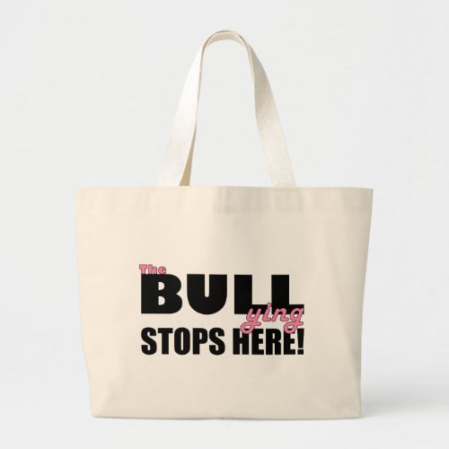 The Bull_ying Stops Here Pink Jumbo Tote Bag