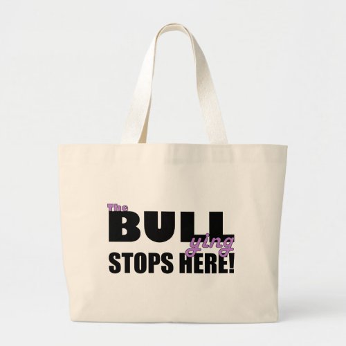 The Bull_ying Stops Here Purple Jumbo Tote Bag