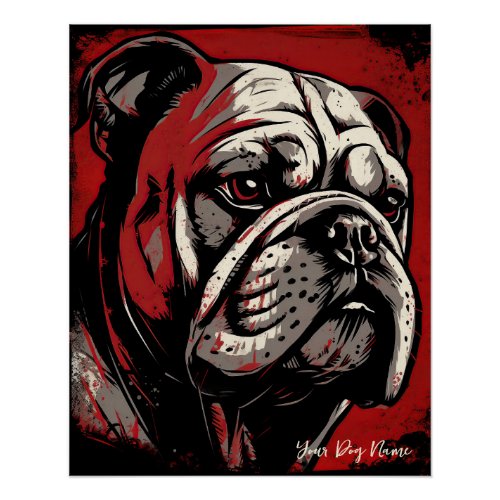 The Bulldog Red and Black 001 _ Ulises Dallaire Poster
