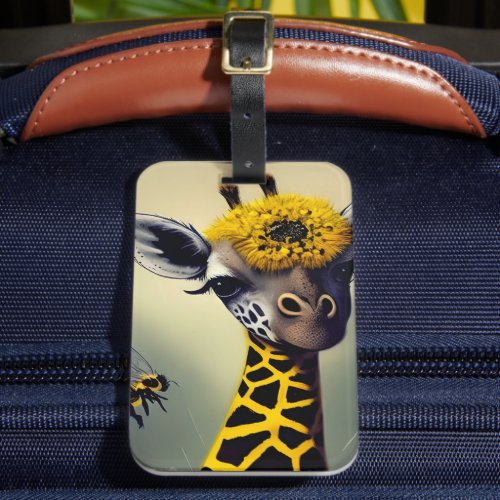 The Bumble Giraffe Whimsical Digital Art   Luggage Tag