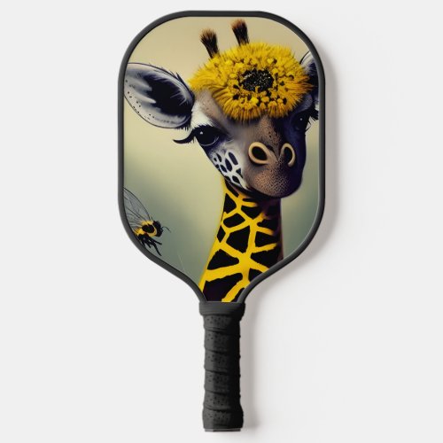 The Bumble Giraffe Whimsical Digital Art  Pickleball Paddle