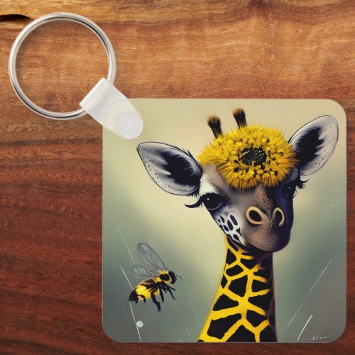 The Bumble Giraffe Whimsical   Keychain