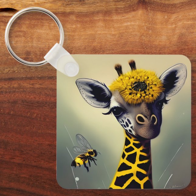 The Bumble Giraffe Whimsical   Keychain (Front)