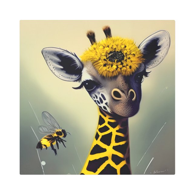The Bumble Giraffe Whimsical Metal Wall Art (Front)