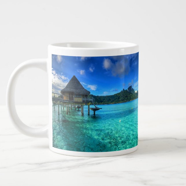 The Bungalows of Bora Bora Giant Coffee Mug (Left)