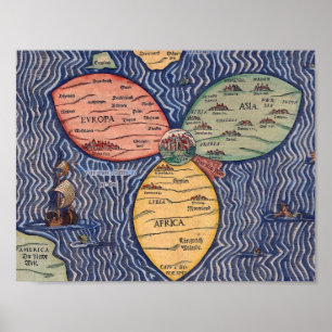 THE BUNTING CLOVER LEAF MAP OF JERUSALEM (1581) POSTER