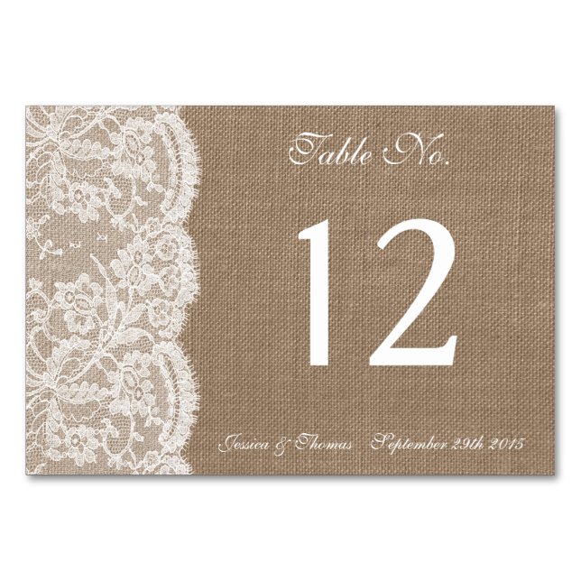 The Burlap & Lace Collection Table Number Cards (Front)
