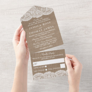 The Burlap & Lace Wedding Collection All In One Invitation