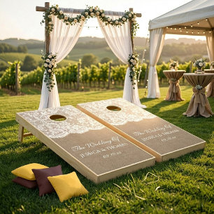The Burlap & Lace Wedding Collection Cornhole Set