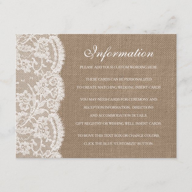 The Burlap & Lace Wedding Collection Detail Cards