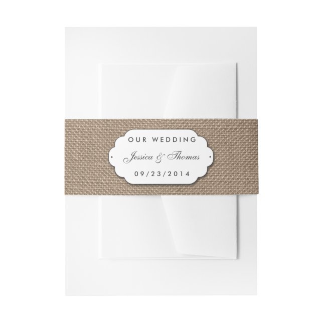 The Burlap & Lace Wedding Collection Invitation Belly Band (Front Example)