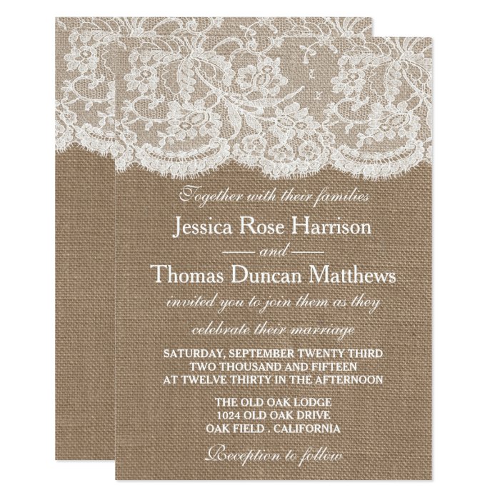 The Burlap & Lace Wedding Collection Invitations | Zazzle