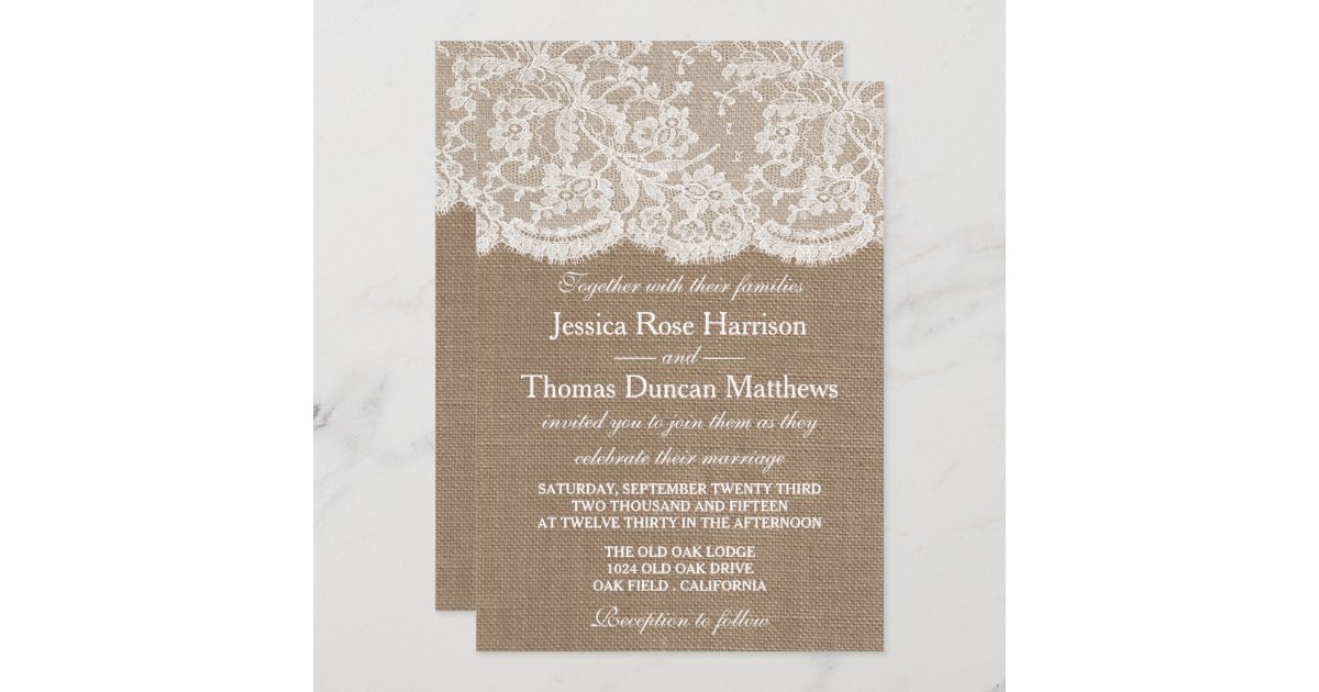 The Burlap & Lace Wedding Collection Invitations | Zazzle