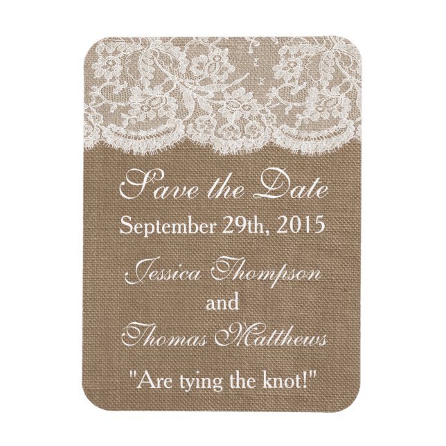 The Burlap & Lace Wedding Collection Magnet (Vertical)