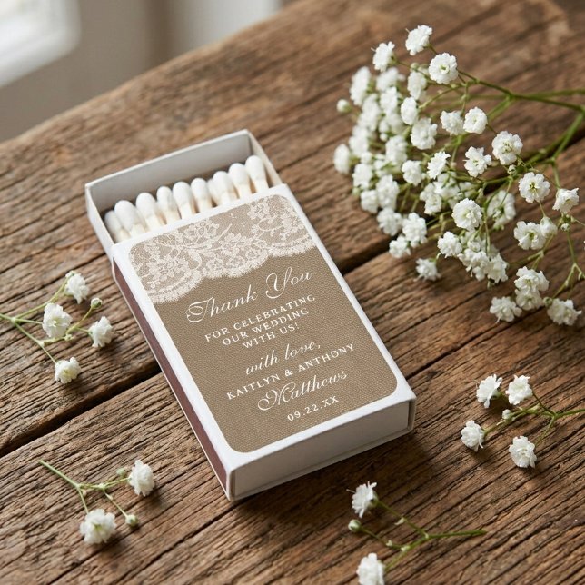 The Burlap & Lace Wedding Collection Matchboxes (Creator Uploaded)