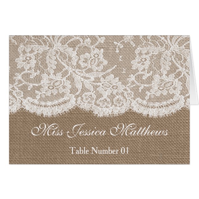 The Burlap & Lace Wedding Collection Place Cards (Front Horizontal)