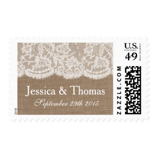 The Burlap & Lace Wedding Collection Postage Stamps