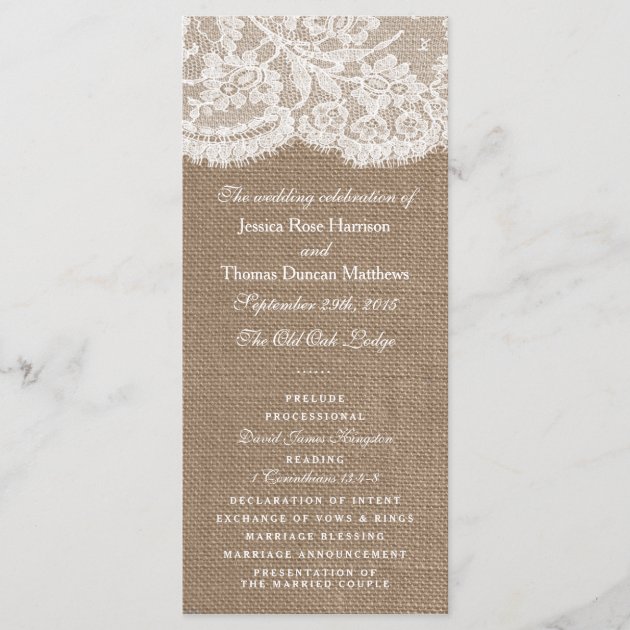 The Burlap & Lace Wedding Collection Programs
