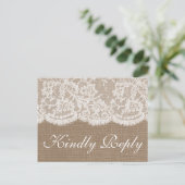 The Burlap & Lace Wedding Collection RSVP Invitation Postcard (Standing Front)