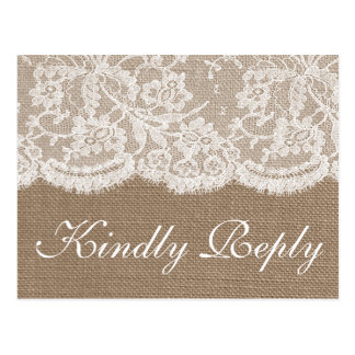 The Burlap & Lace Wedding Collection RSVP Postcard