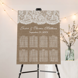 The Burlap & Lace Wedding Collection Seating Chart Foam Board