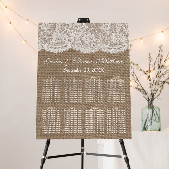 The Burlap & Lace Wedding Collection Seating Chart Foam Board (In Situ (Stand))