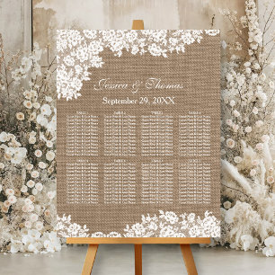 The Burlap & Lace Wedding Collection Seating Chart Foam Board