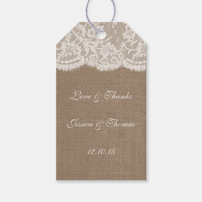 The Burlap & Lace Wedding Collection Tags | Zazzle