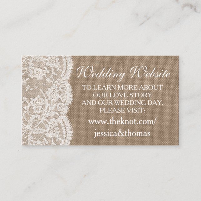 The Burlap & Lace Wedding Collection Website Cards (Front)