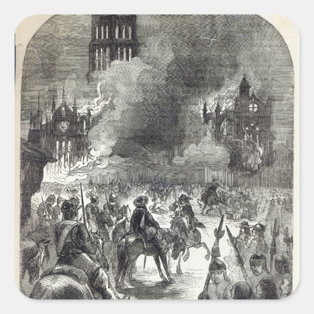 The burning of Old St. Paul's, 1666 Square Sticker (Front)