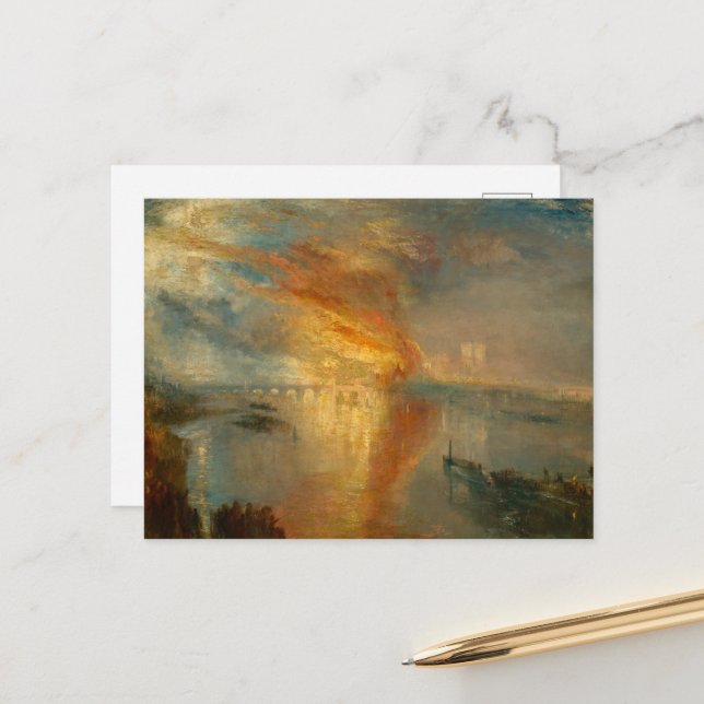 The Burning of the Houses of Lords and Commons Postcard (Front/Back In Situ)