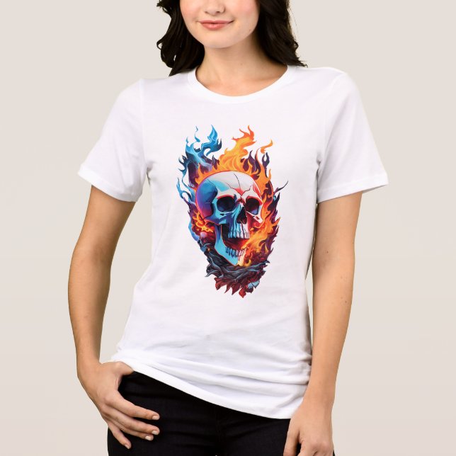 The burning skull Tri-Blend shirt (Front)