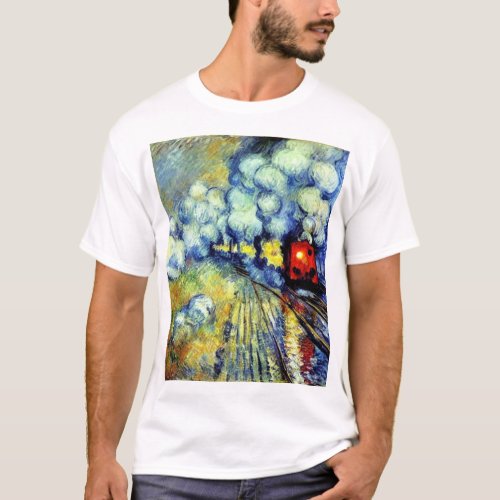 The burning train in storm T_Shirt
