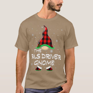 The Bus Driver Gnome Buffalo Plaid Matching Family T-Shirt